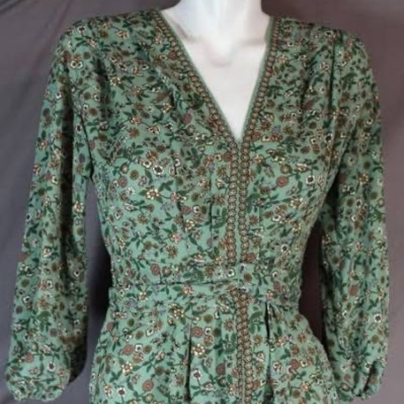 Max Studio Tops - Peplum Floral Blouse with Sash